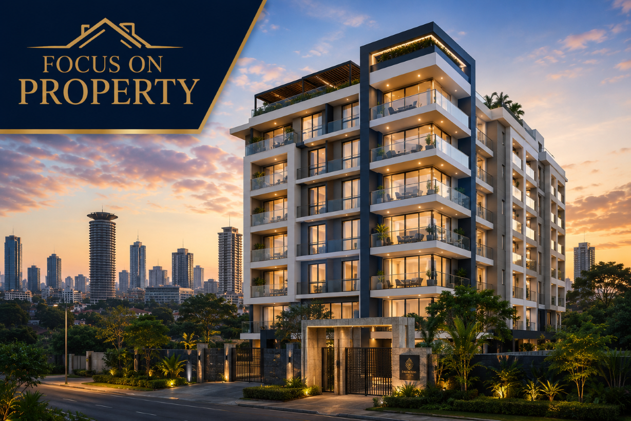 Modern completed apartment development in Nairobi at dusk